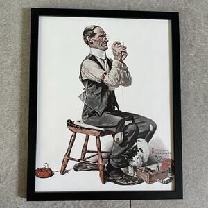 Man Threading a Needle Norman Rockwell Framed Print 11"x14"
